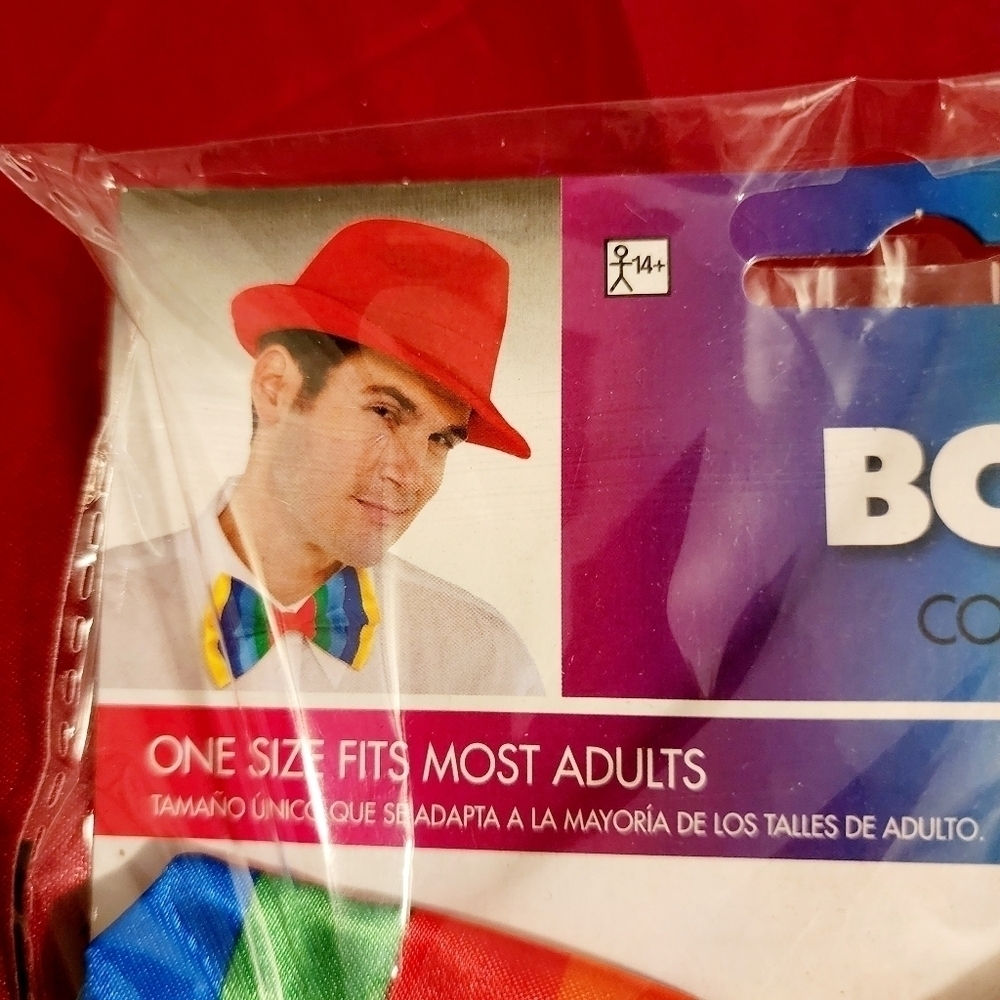 Nwt Rainbow Bow Tie Clown Halloween Costume Accessory Cosplay Adult One Size New — image 3 of 4